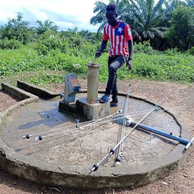 Communal well undergoing repairs 